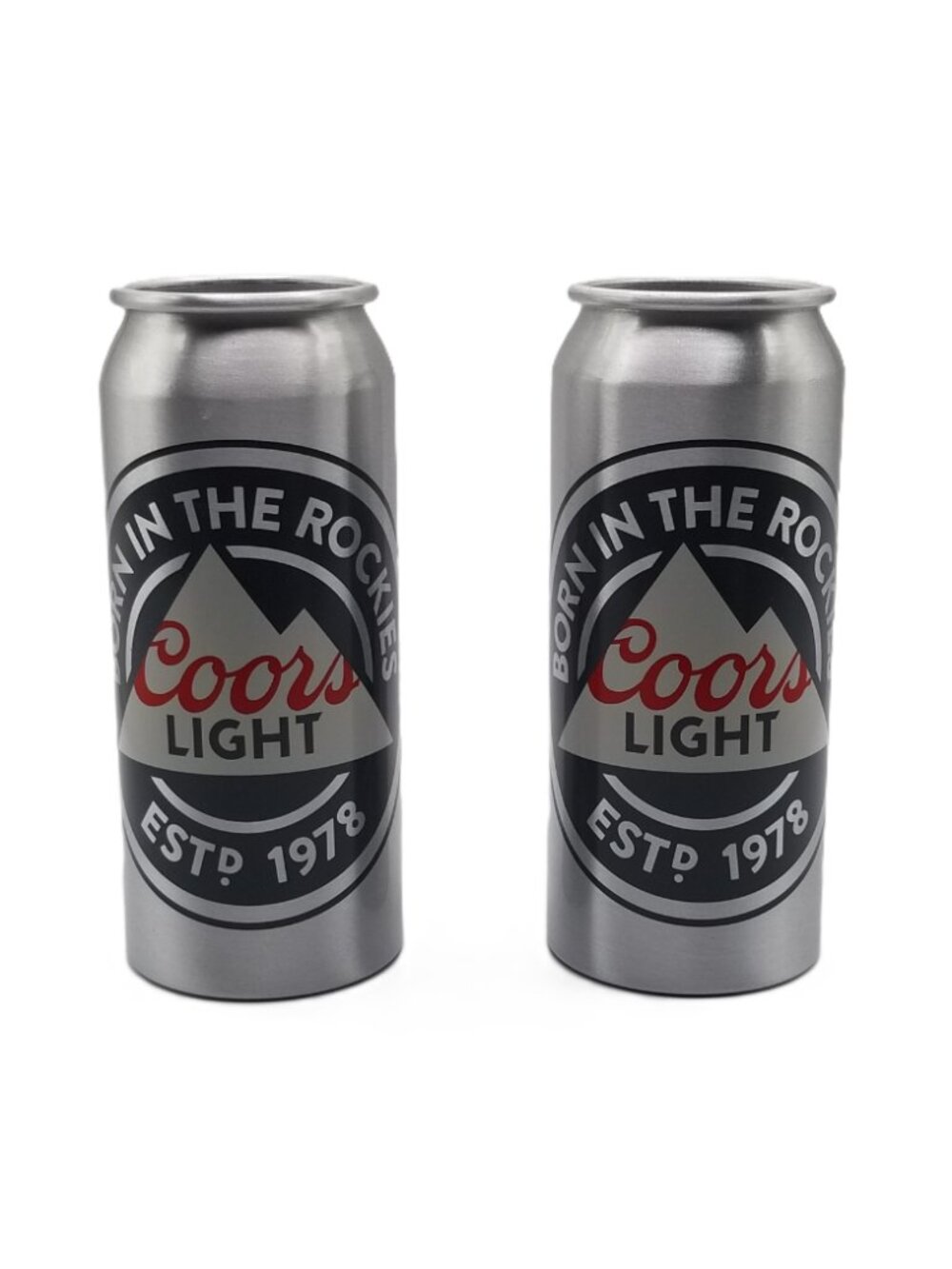 Coors Light Born in the Rockies Aluminum Can Tumblers Set of 2 Beer Drinkware